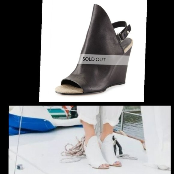 Vince Black Leather Sling Back Wedges - Picture 16 of 16